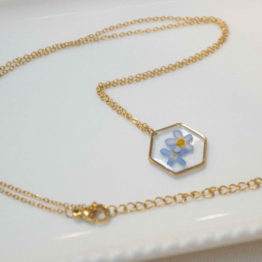 Collier Myosotis hexa - moyen 16mm
