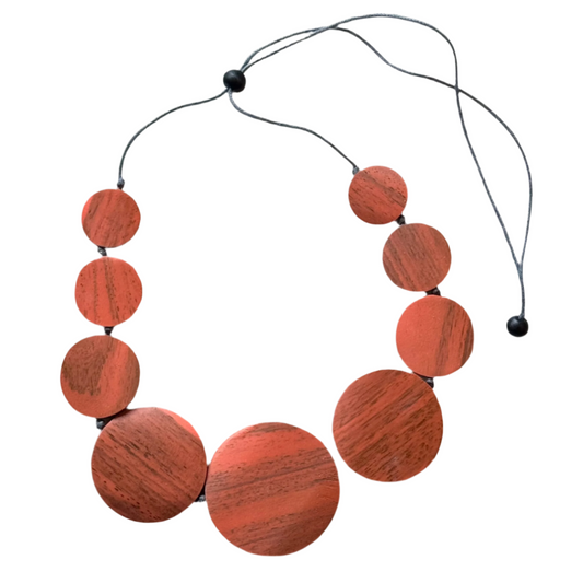 Wooden Flat Disk Necklace