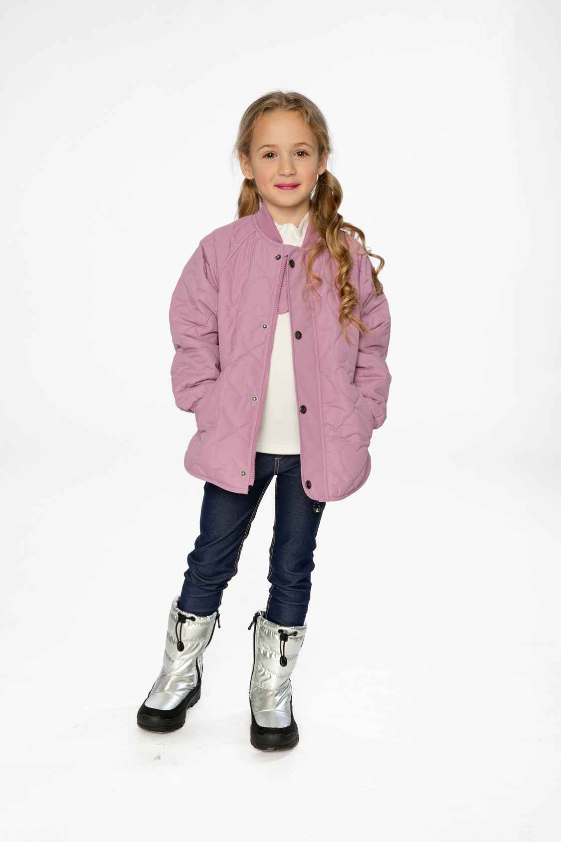Quilted Raglan Sleeve Jacket Mauve Pink