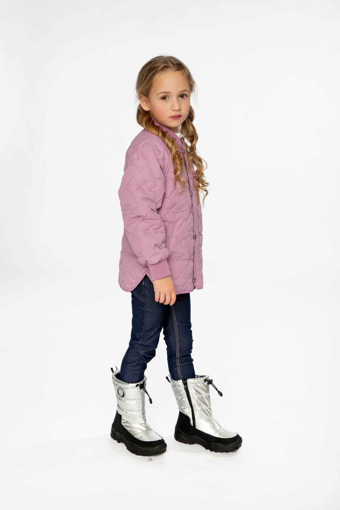 Quilted Raglan Sleeve Jacket Mauve Pink