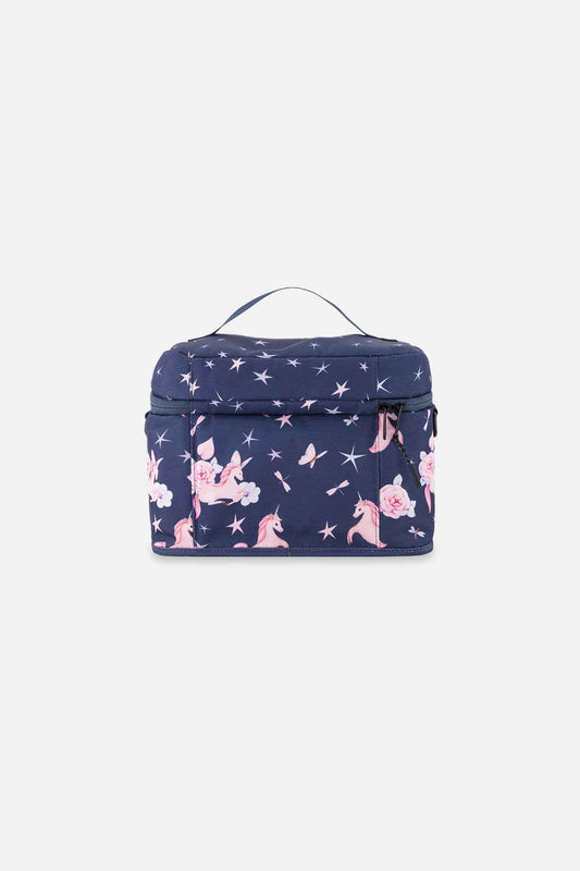 Lunch Box Navy Unicorn Print