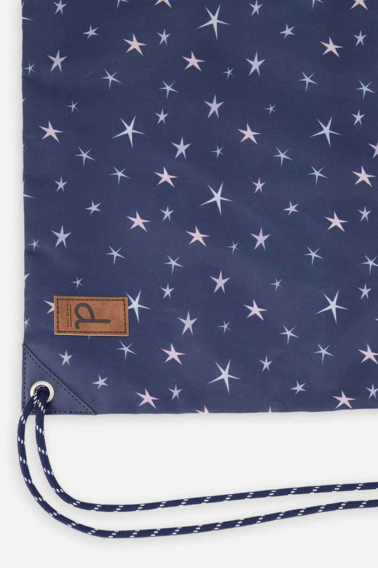 Drawstring Bag Navy With Star Print