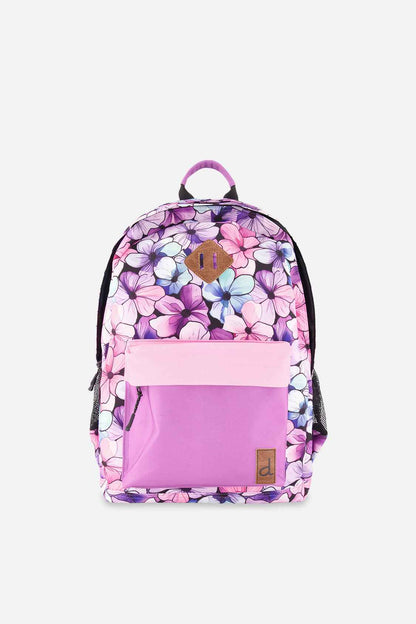 Kids Backpack Black Floral Print