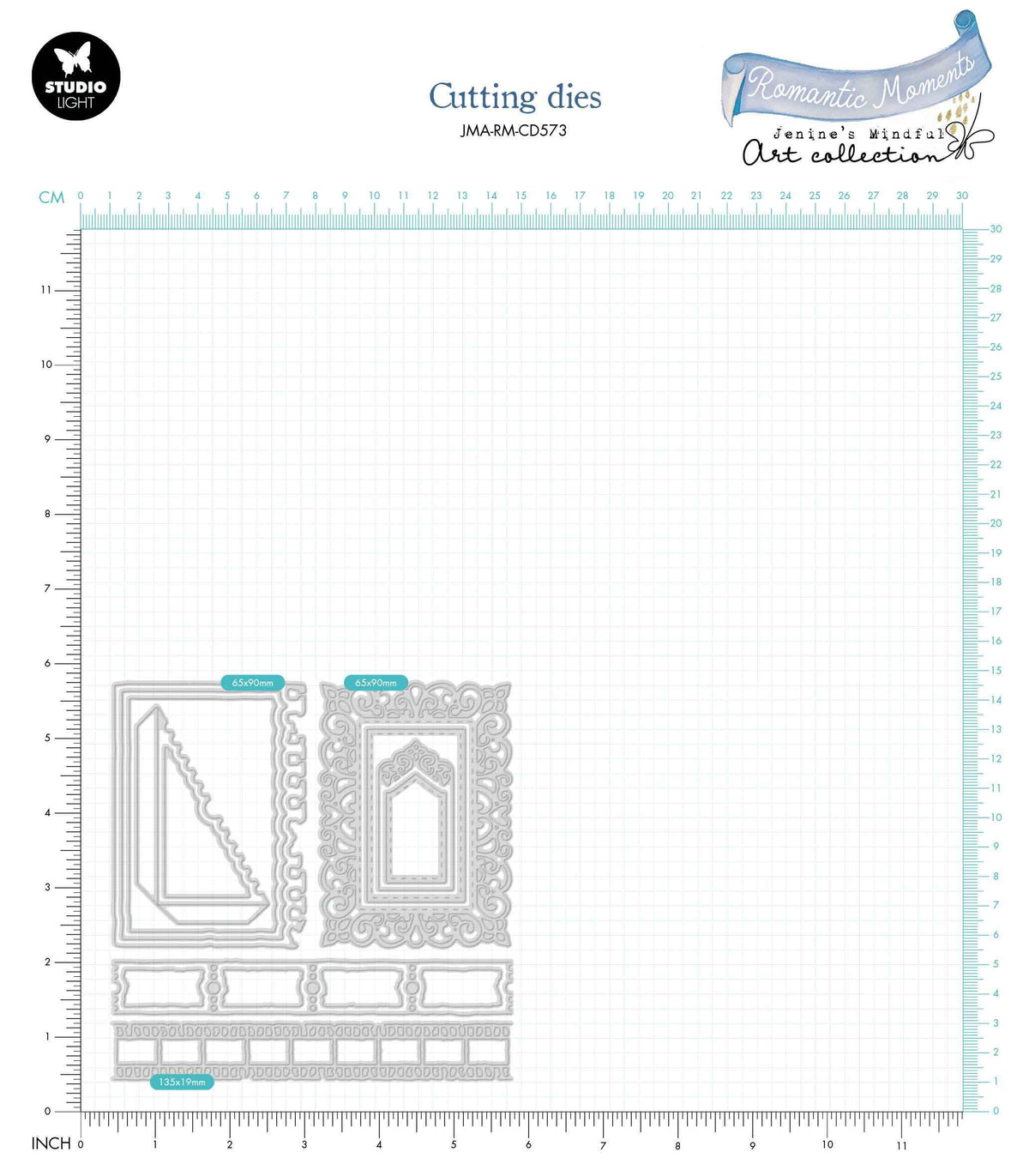 JMA Cutting Die Artist Trading Cards & Strips Romantic Moments 135x135x1mm 15 PC nr.573