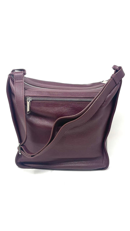 sac à main souple en bandoulière, Aubergine, Julie