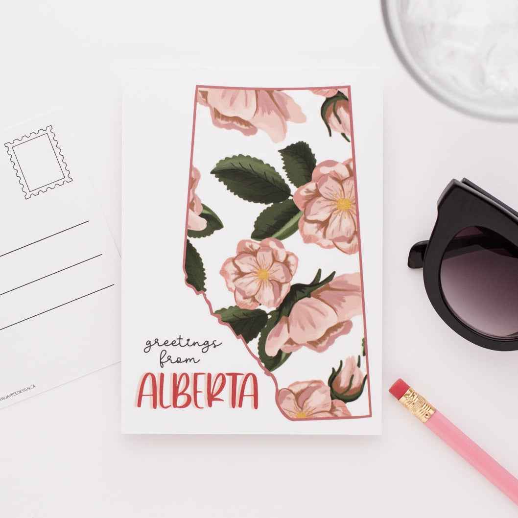 Greetings From Alberta (White) Postcard