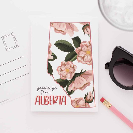 Greetings From Alberta (White) Postcard