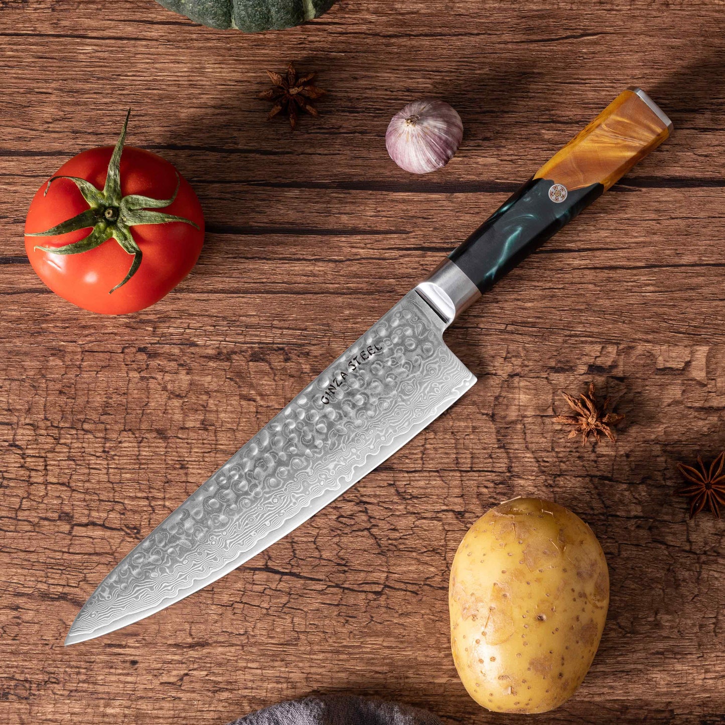 Kaze Katana | Kochmesser 20 cm Damast VG10 Stahl 67 Lagen