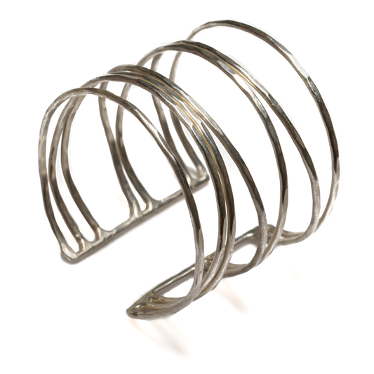 Open Strand Metal Cuff - Silver Colour