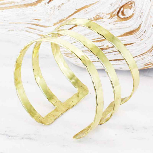 Triple Bar Metal Cuff - Gold Colour