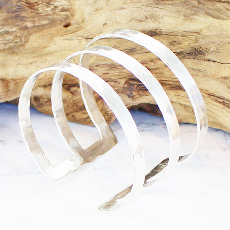 Triple Bar Metal Cuff - Silver Colour