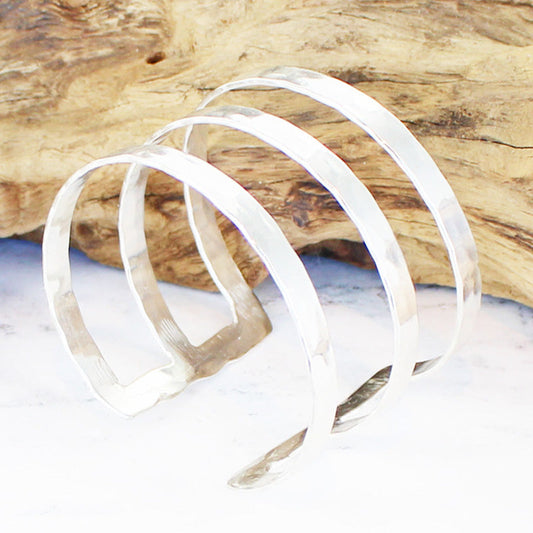 Triple Bar Metal Cuff - Silver Colour