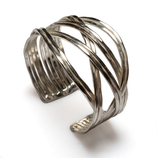 Loose Plait Metal Cuff - Silver Colour