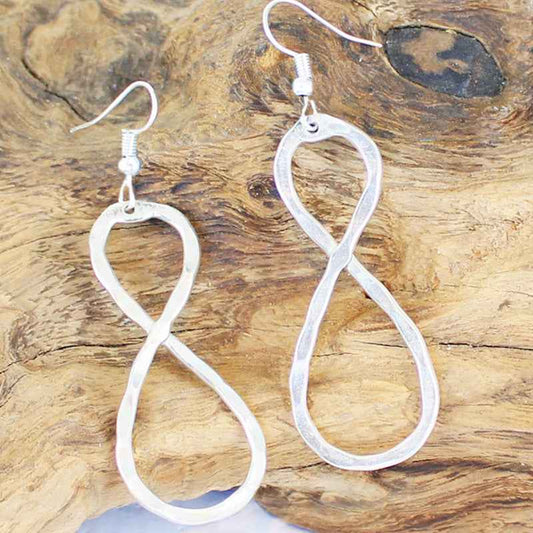 Twisted Loop Metal Earrings - Silver Colour
