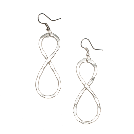 Twisted Loop Metal Earrings - Silver Colour