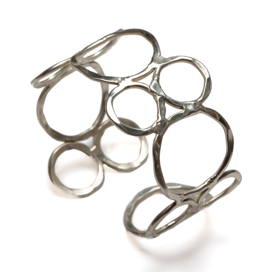 Open Circles Metal Cuff - Silver Colour