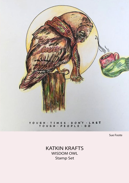 Katkin Krafts Wisdom Owl 6 in x 8 in Clear Stamp Set