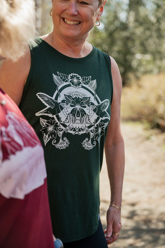 HUMMINGBIRD - Women's Relaxed Bamboo Tank - Forest Green