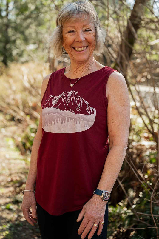 FLOATING ISLAND - Women's Relaxed Bamboo Tank - Bordeaux Red