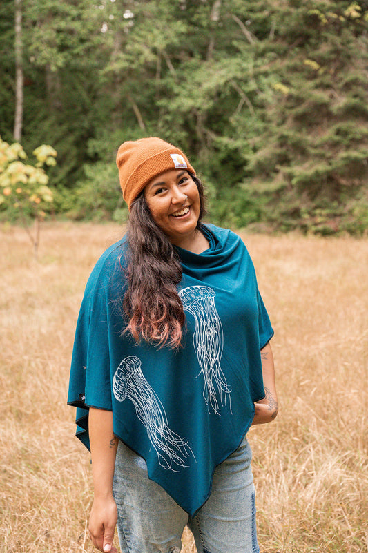 Moroccan Poncho with Jellyfish Print