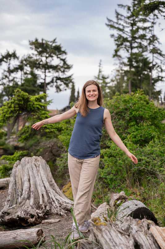 Women's Relaxed Organic Cotton Tank Top - Blank Apparel - Slate Blue