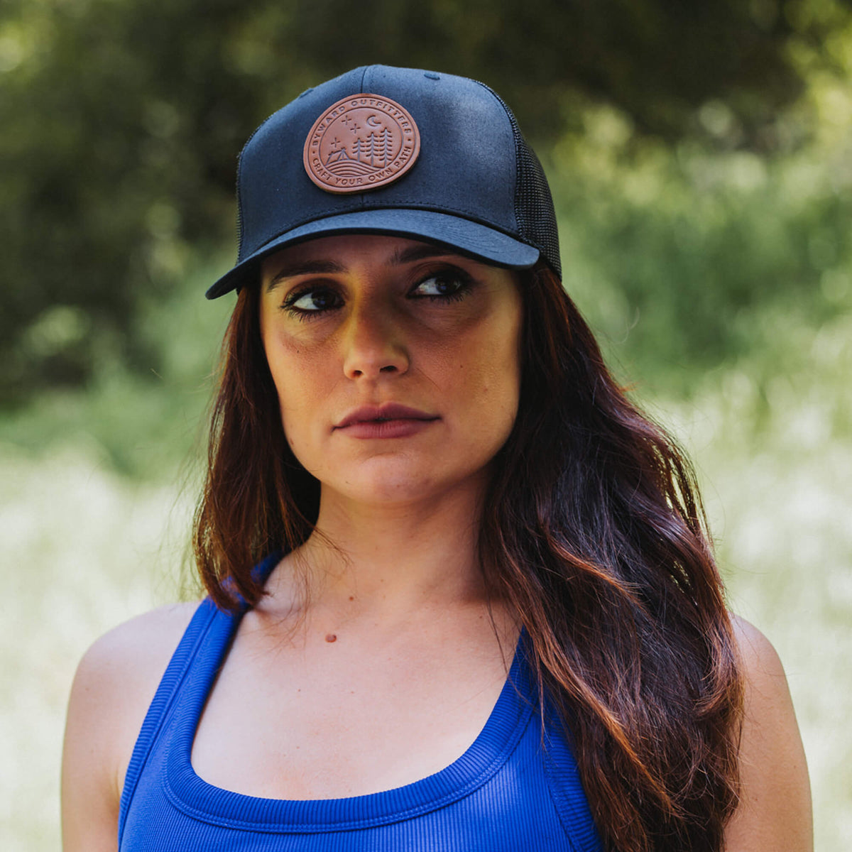 Stellar Night Leather Patch Trucker Hat