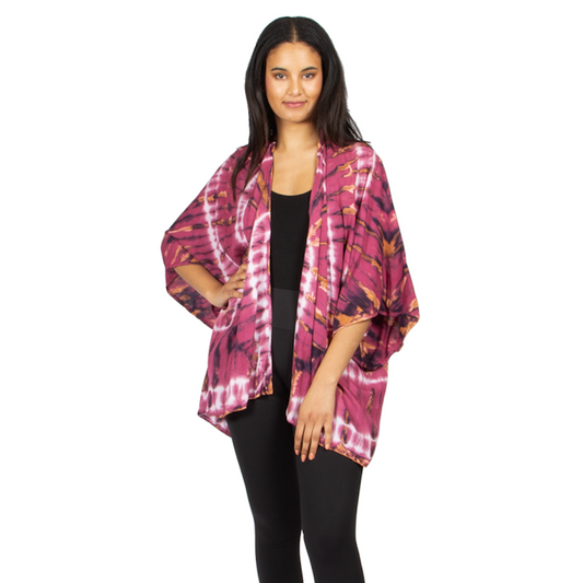 Purple 'Hippie' Tie Dye Short Kimono