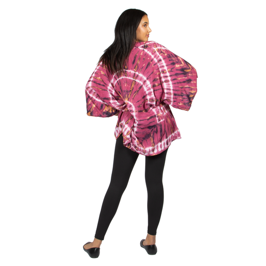Purple 'Hippie' Tie Dye Short Kimono
