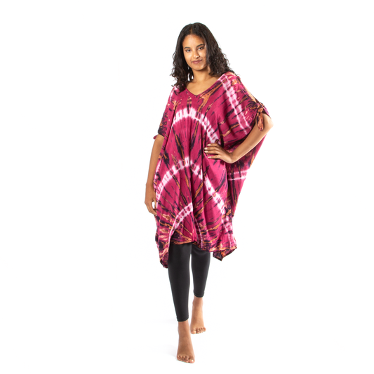 Purple Hippie Tie Dye Tie Shoulder Kaftan