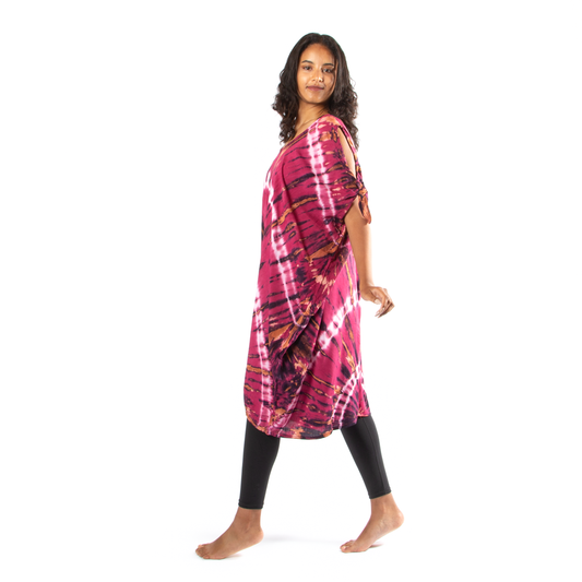 Purple Hippie Tie Dye Tie Shoulder Kaftan