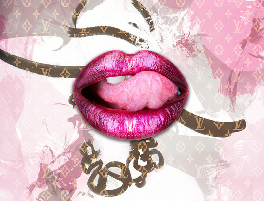 Leinwandbild-Pinke Lippen-Kunstdruck