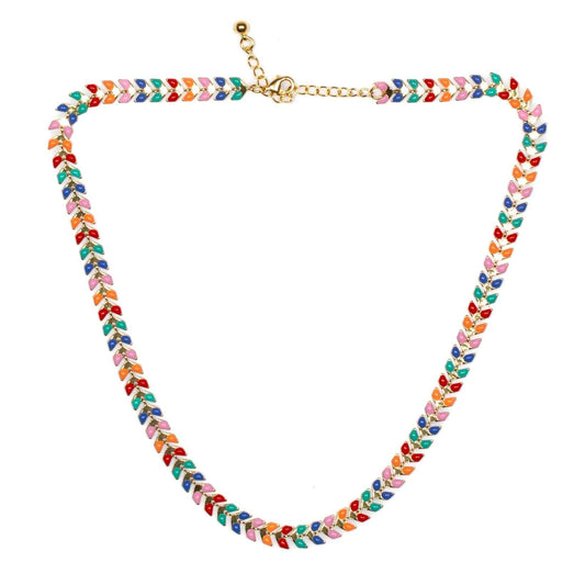 Multicolour Enamel Leaf Necklace