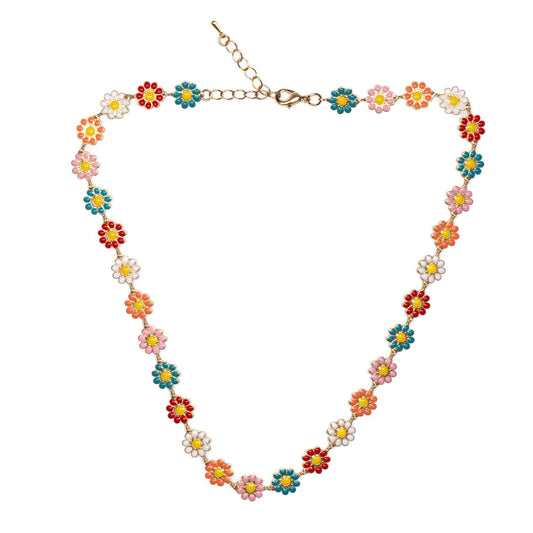 Multi-colour Enamel Flower Necklace