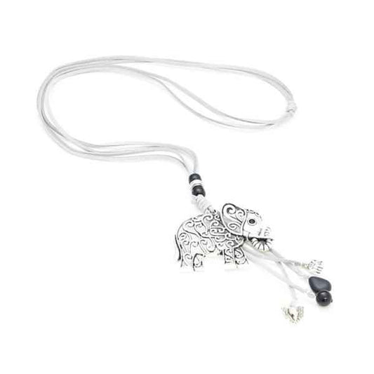 Elephant Pendant On Grey Suede