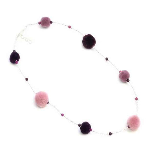Purple Multi Pom-Pom Necklace