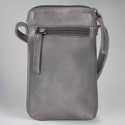 MET Small Leather Crossbody Bag | Compact Phone Bag with Front & Back Pockets
