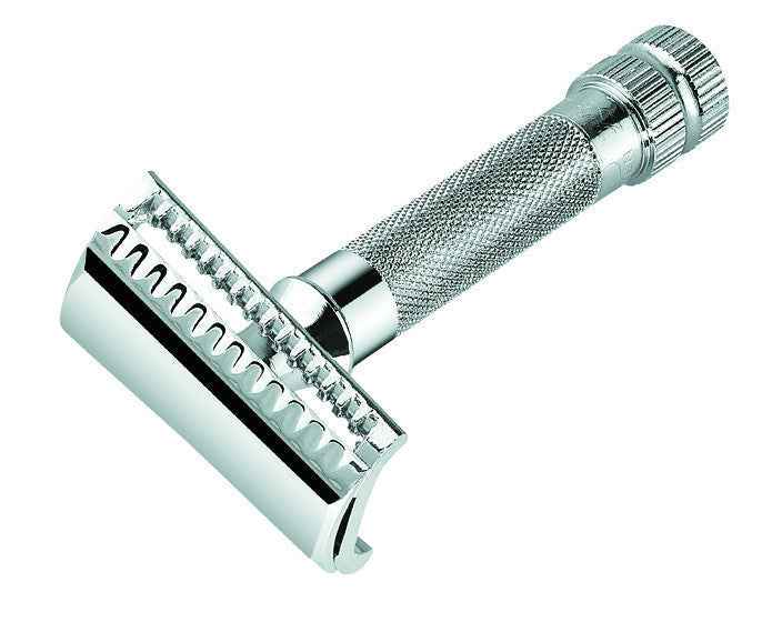 Merkur 37C 2-Piece DE Safety Razor, Slantbar Comb, Knurled Extra Thick Handle (HD), Chrome