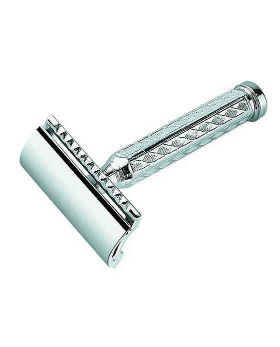 Merkur 42C 3-Piece DE Safety Razor, Closed Comb, Classic 1906 Etched Handle, Chrome