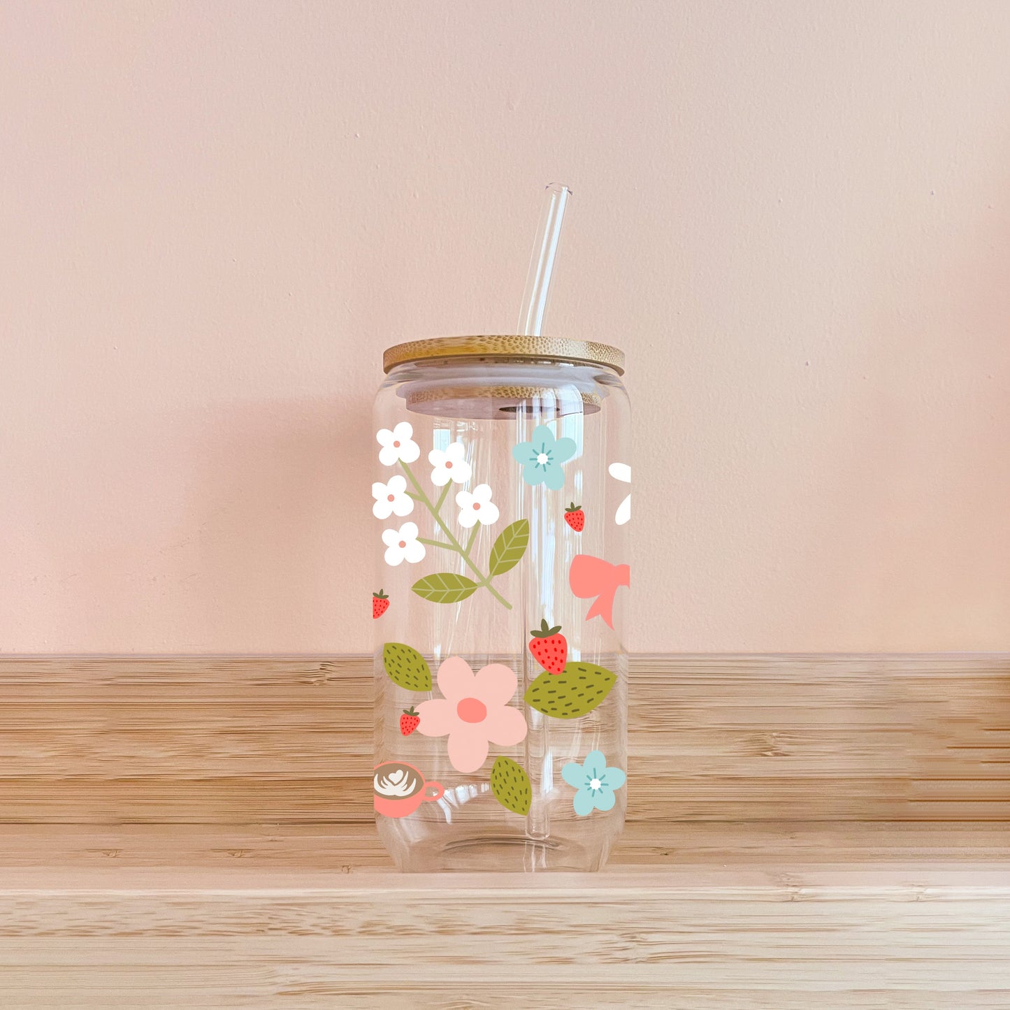 Boho-Glas - Blumen & Kaffee