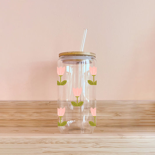 Boho glass - Pink tulips