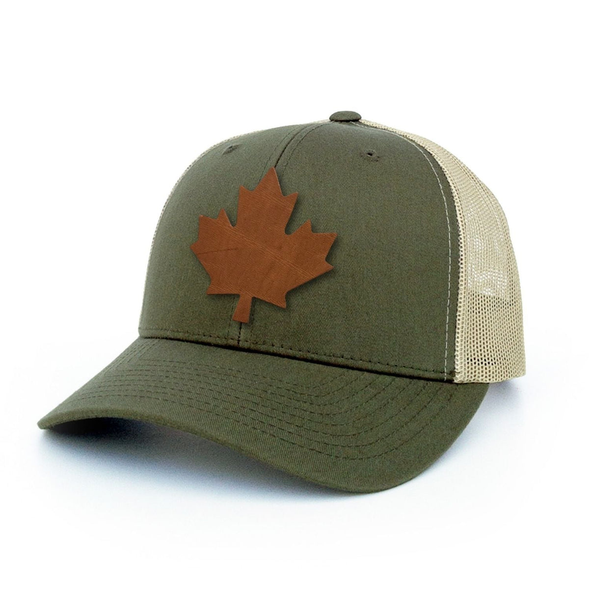 The Leaf Leather Patch Trucker Hat (Horween Dublin Blonde)