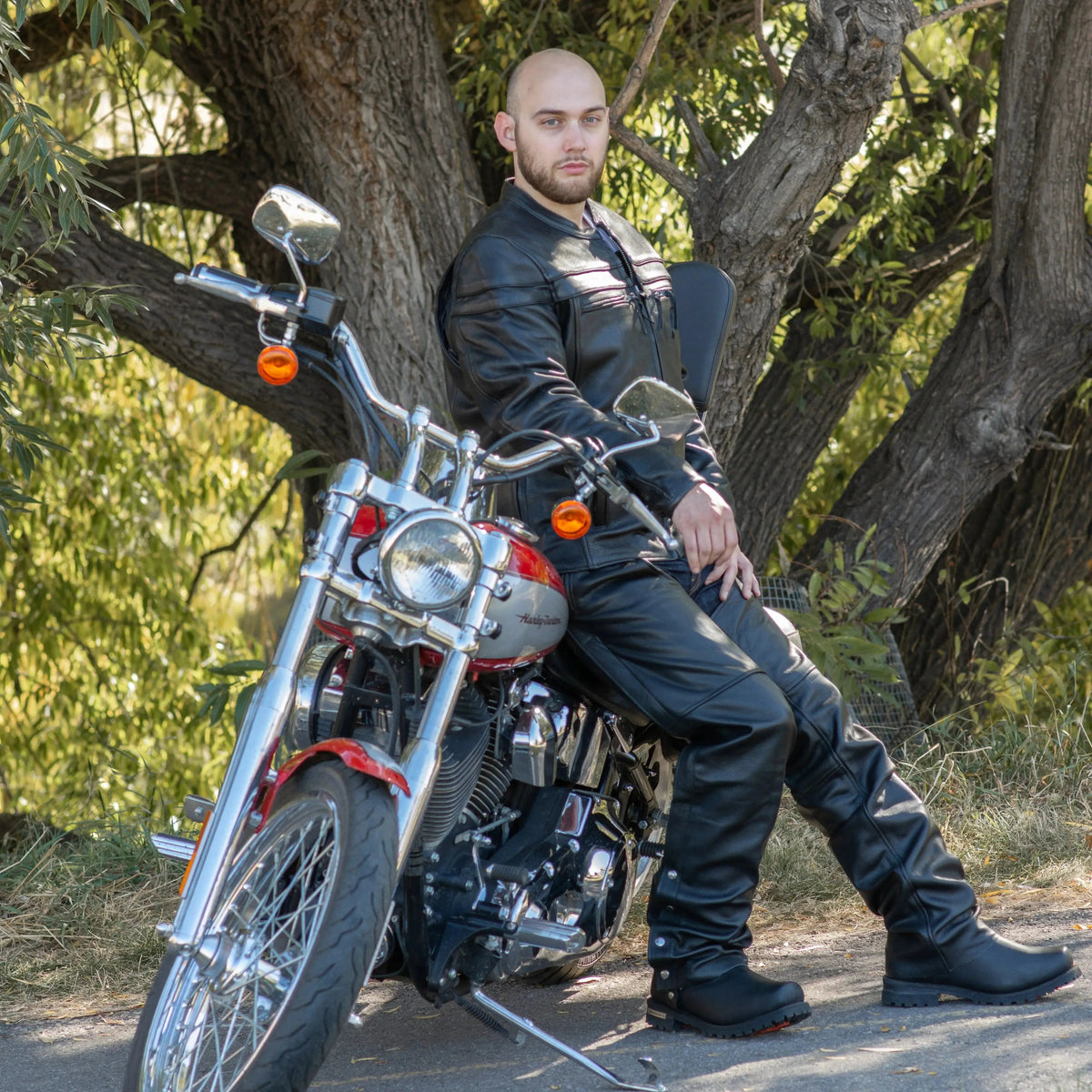 Open Road Unisex 4 Pocket Premium Leather Chaps