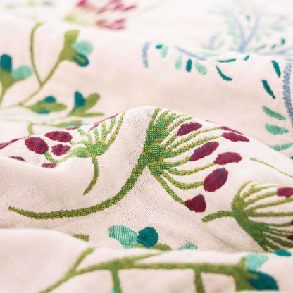 Wild Garden Boho Baumwolldecke/-überwurf - Creme/Smaragdgrün