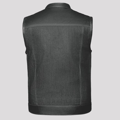 Open Road Men's Denim & Leather Club Vest