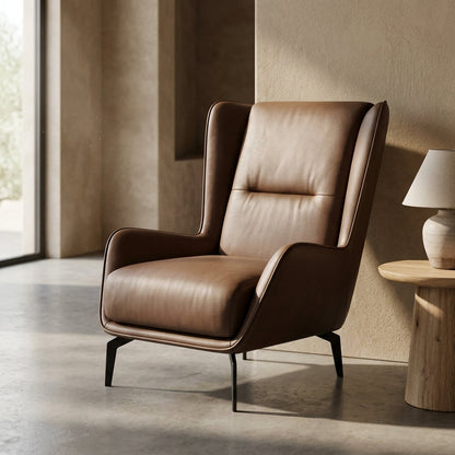 PM06 Premium Cowhide Leather Relaxation Chair with Ottoman