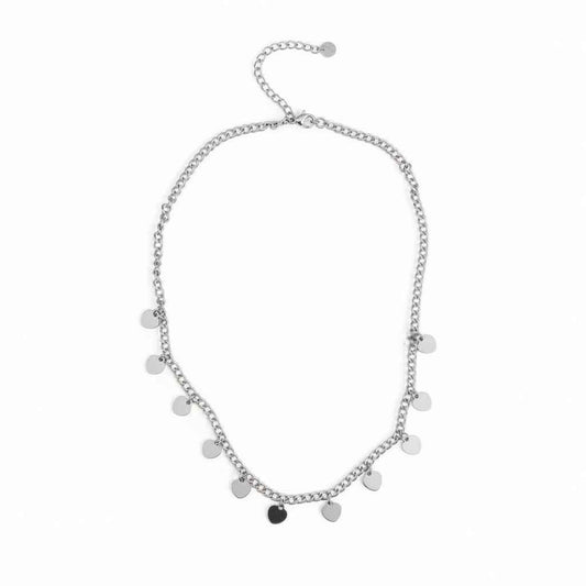 Multi Heart Charm Necklace - Grey Stainless Steel