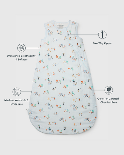 Baby Bamboo Muslin Sleep Sack 0.5 TOG - Ice Hockey