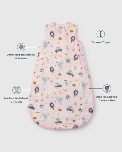 Baby Bamboo Muslin Sleep Sack 0.5 TOG - Astro Explorers