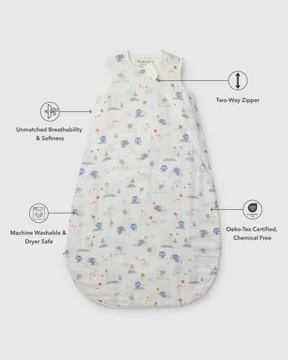 Baby Bamboo Muslin Sleep Sack 0.5 TOG - Mini Mathletes