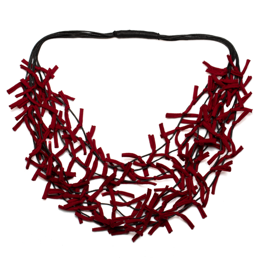 Multi Strand Knotted Fabric Necklace